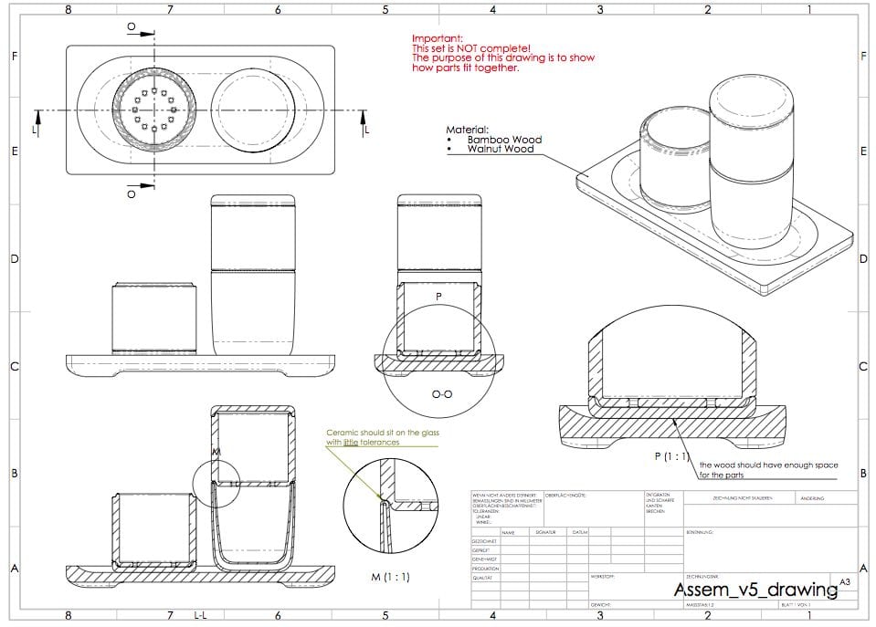 physical product technical drawing